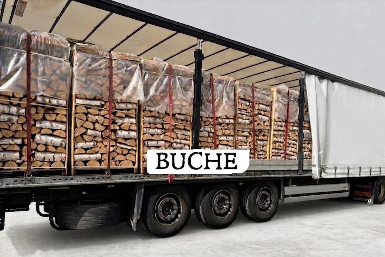LKW-Ladung Brennholz - Buche - 30/33 cm - kammergetrocknet - 2 RM Paletten